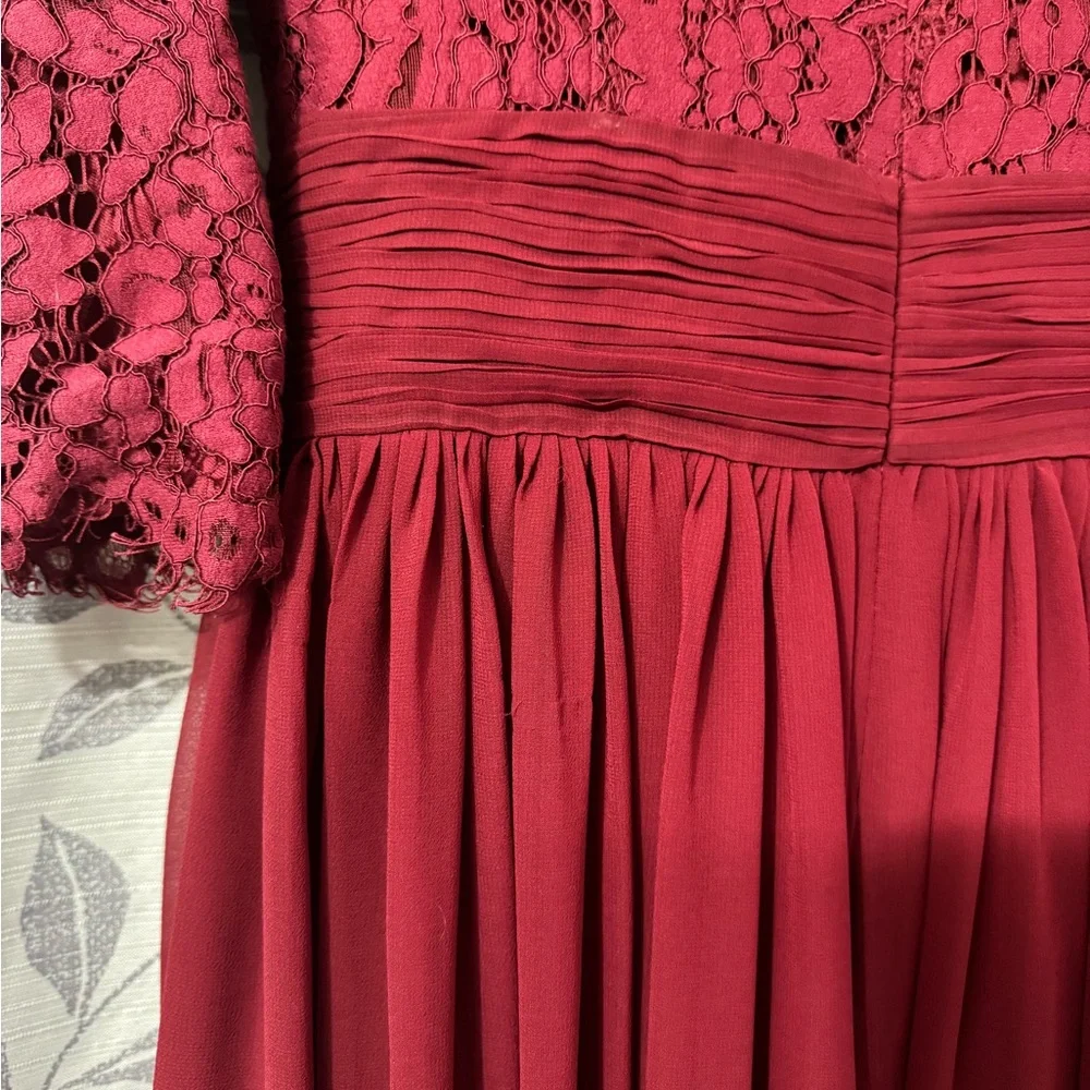 Exquisite English Manor Elegant Burgundy Lace Dress - Picture 7 of 11